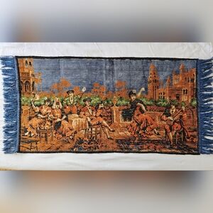 Mid-20th Century Spanish Velour Tapestry with Fringed Edges Flemenco Dancer